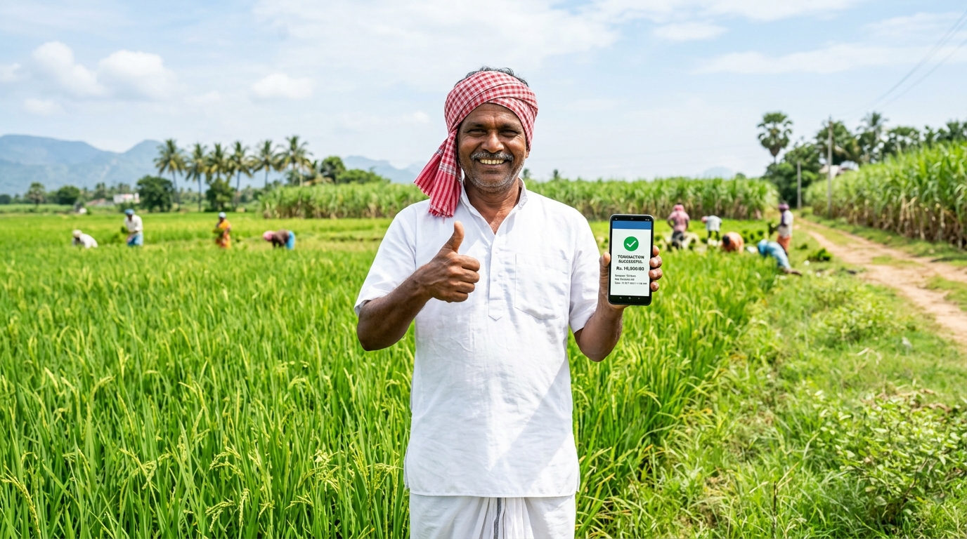 Farmer using CSC Digital Mitra AePS Banking Service